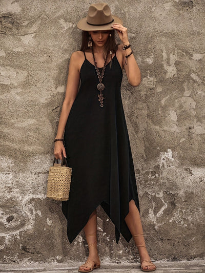 Elegant Olive Spaghetti Strap Dress