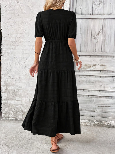 Square Neck Long Sleeve A-Line Dress