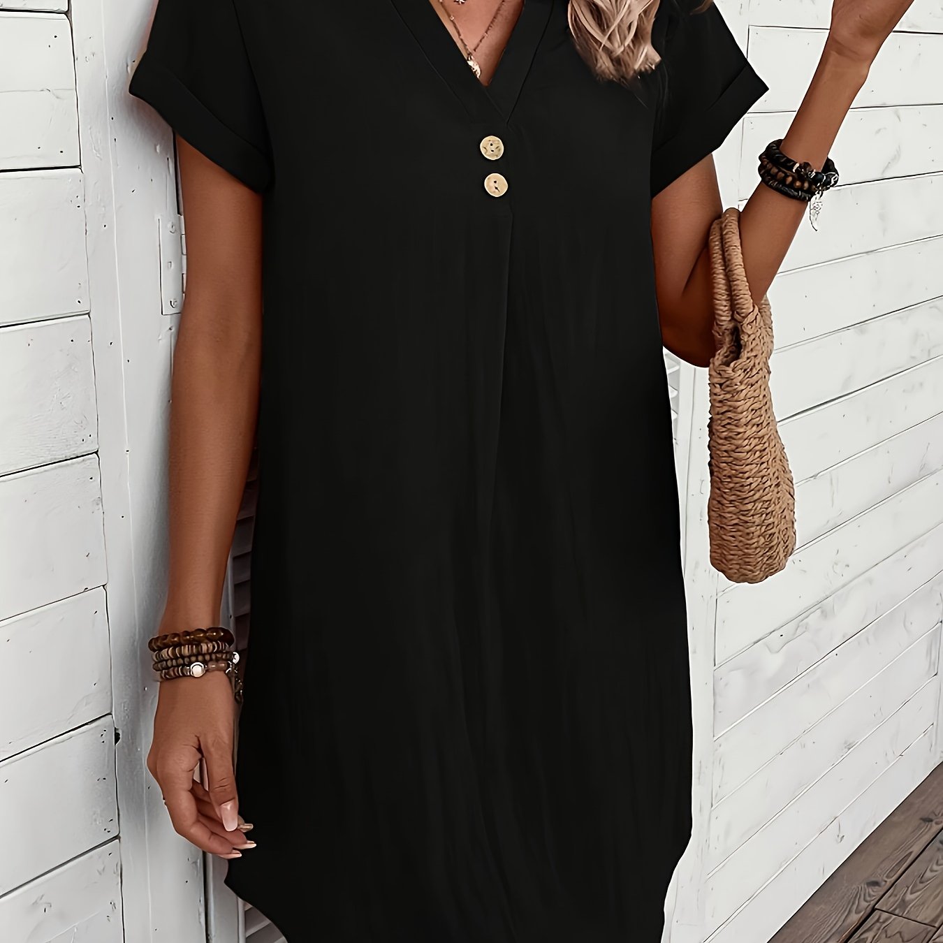 Elegant Faux V-Neck Dress