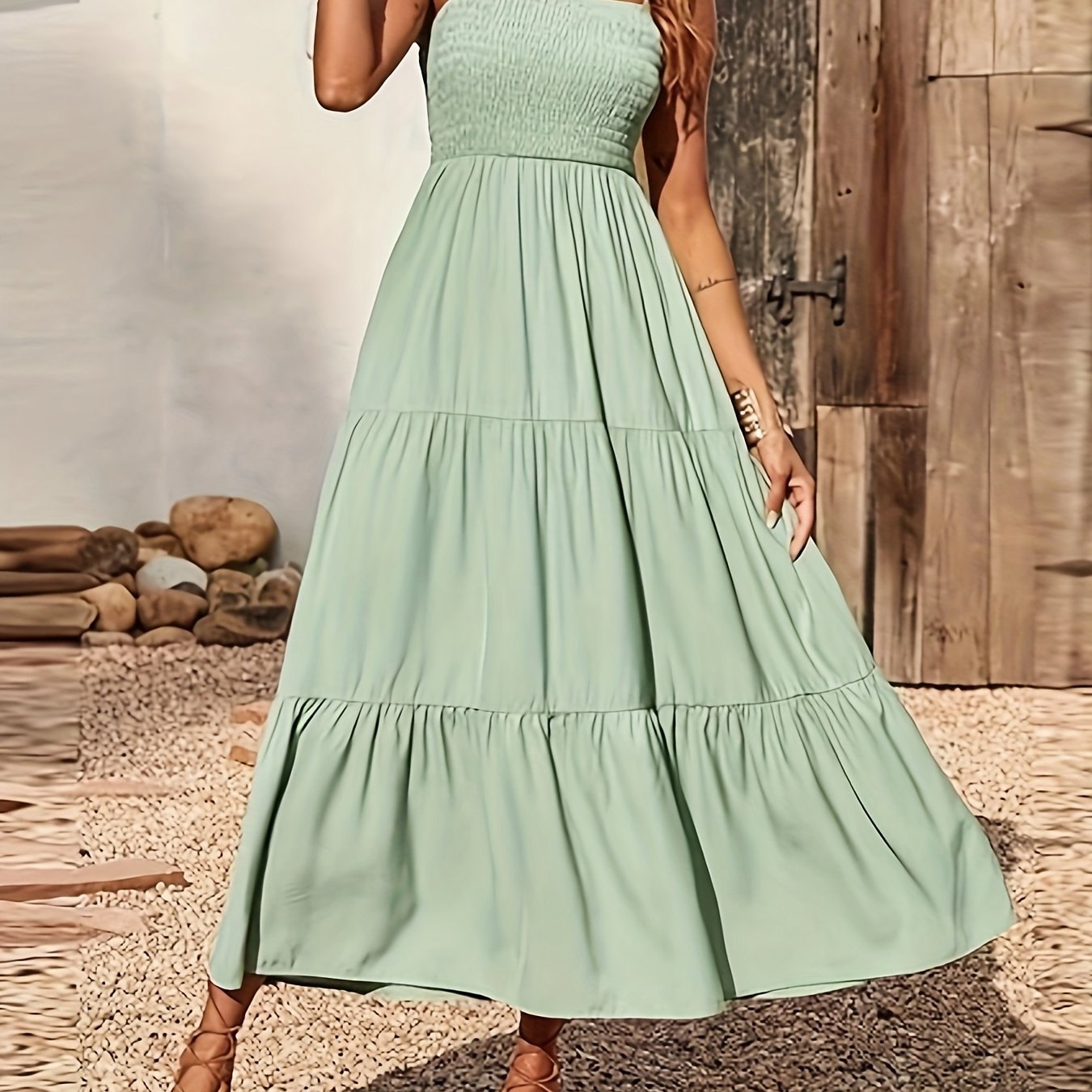 Light Ruffled Midi Dress