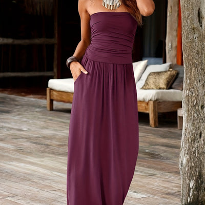 Vibrant Floral Print Bandeau Mxi Dress