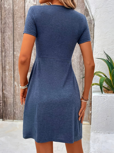 Twist Front V-neck Elegant Dress