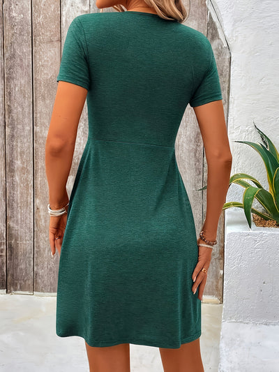 Twist Front V-neck Elegant Dress