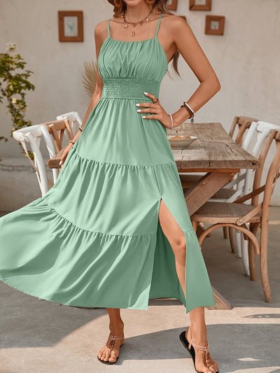 Elegant Ruched Sleeveless Maxi Dress