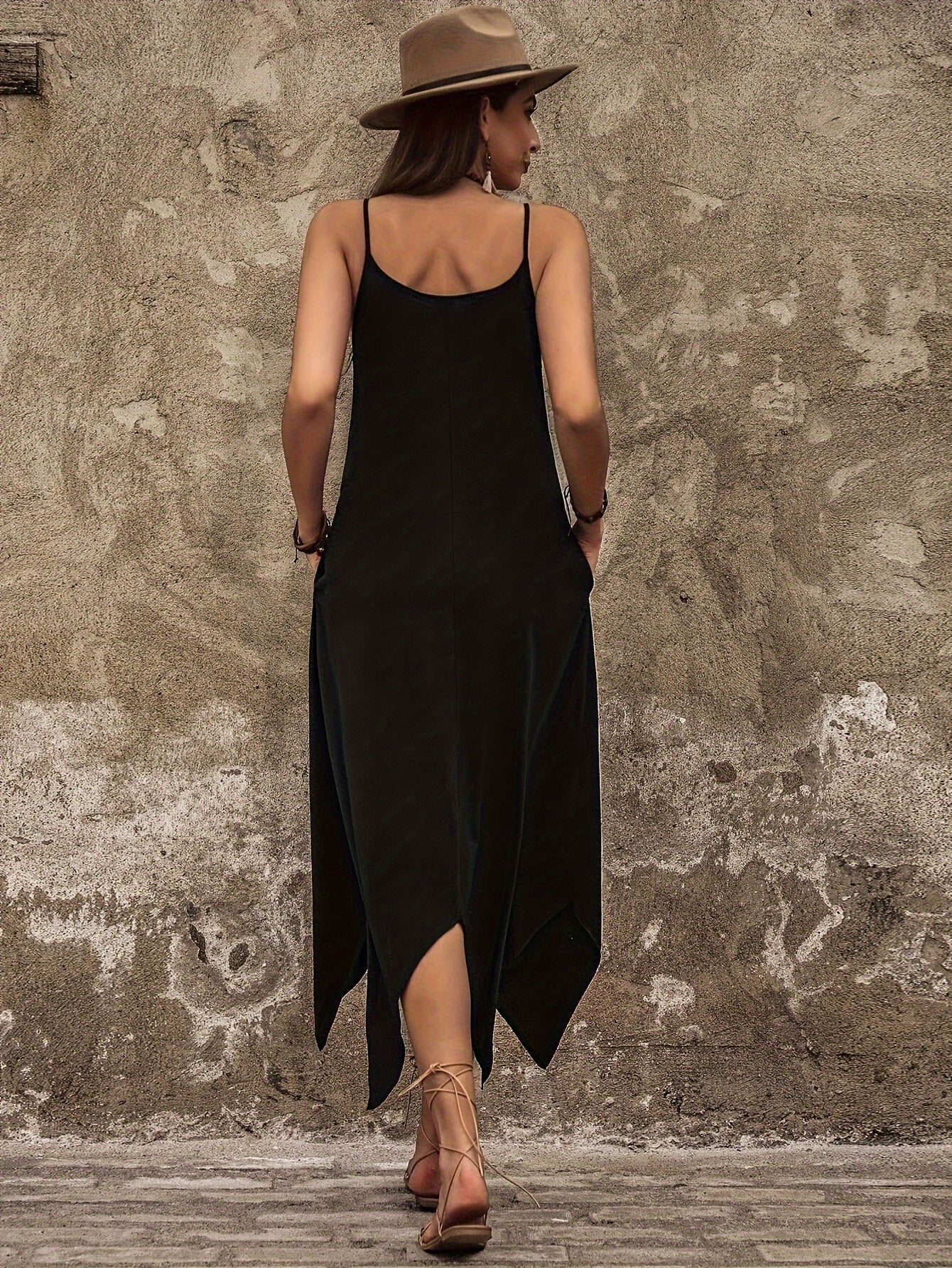 Elegant Olive Spaghetti Strap Dress