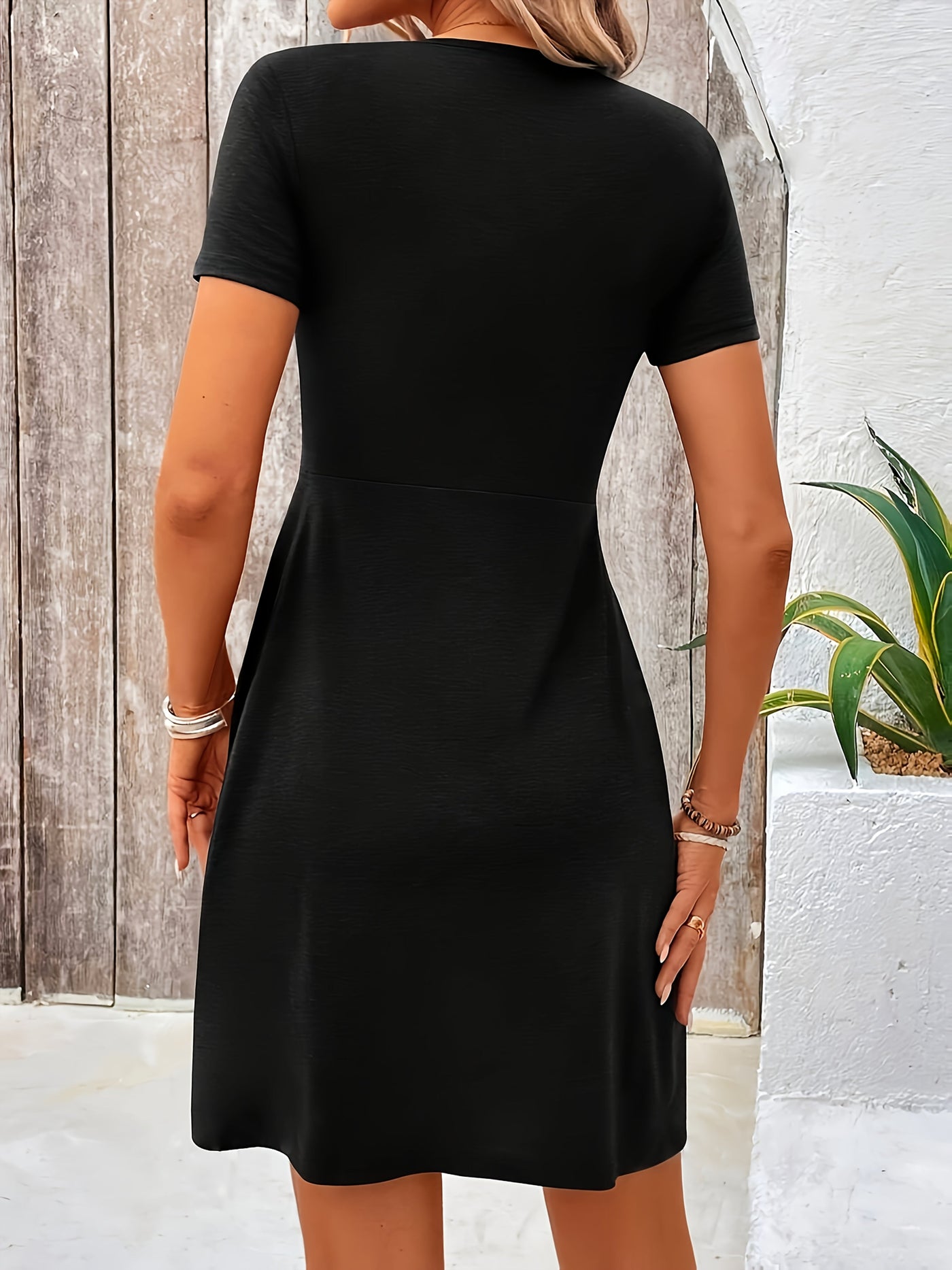 Twist Front V-neck Elegant Dress