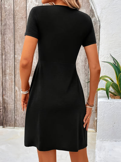 Twist Front V-neck Elegant Dress