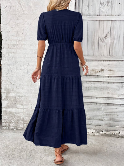 Square Neck Long Sleeve A-Line Dress