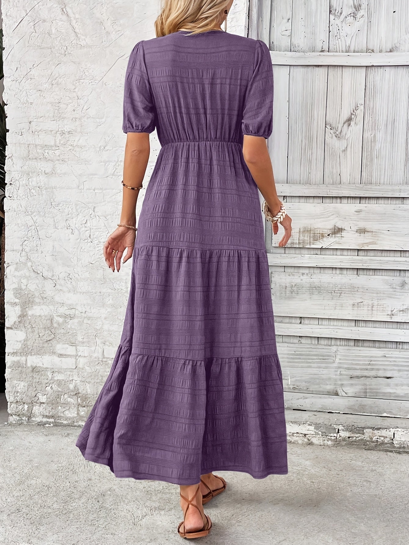 Square Neck Long Sleeve A-Line Dress