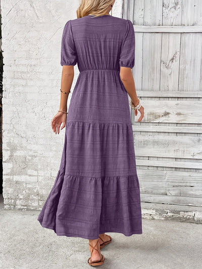 Square Neck Long Sleeve A-Line Dress