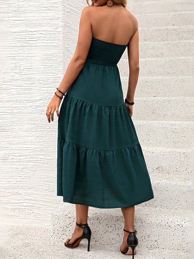 Elegant Shirred Summer Dress