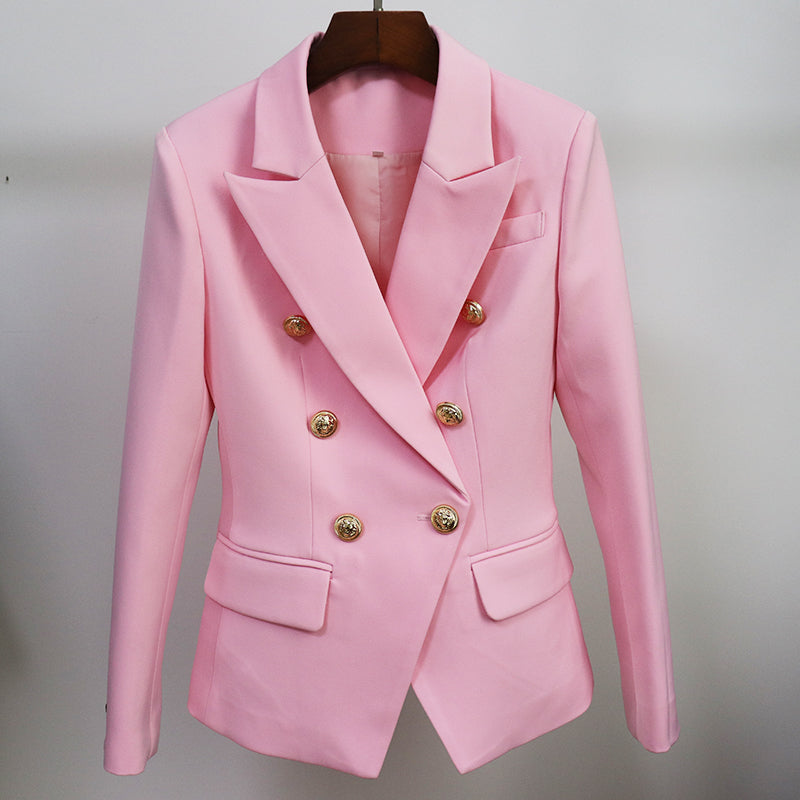 Pink Slim Blazer – Women’s Double Breasted