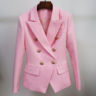 Pink Slim Blazer – Women’s Double Breasted