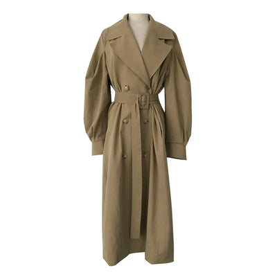 Elegant Women's Oversized Trench Coat – Double Breasted Autumn Windbreaker