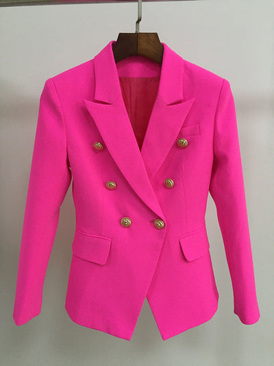 Pink Slim Blazer – Women’s Double Breasted