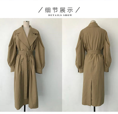 Elegant Women's Oversized Trench Coat – Double Breasted Autumn Windbreaker