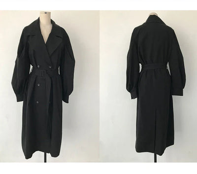 Elegant Women's Oversized Trench Coat – Double Breasted Autumn Windbreaker
