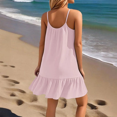 Spaghetti Strap Ruffle Dress – Sleeveless Beach Look