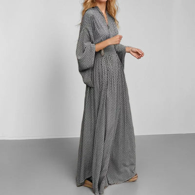2025 Vacation Maxi Dress – Sexy Folded V-Neck with Long Sleeves