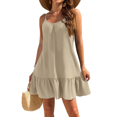 Spaghetti Strap Ruffle Dress – Sleeveless Beach Look