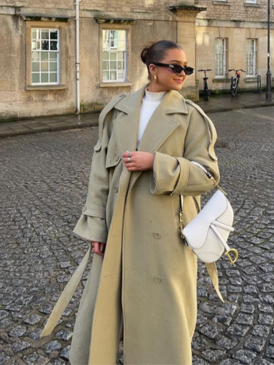 Wool Blend Coat – Elegant Belted Winter Wear