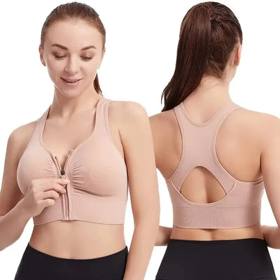 Front Zipper Sports Bra – Fashion Fitness Vest for Women