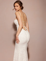 Sleeveless Lace Backless Maxi Dress