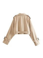 Belt Cropped Trench Spring Jacket