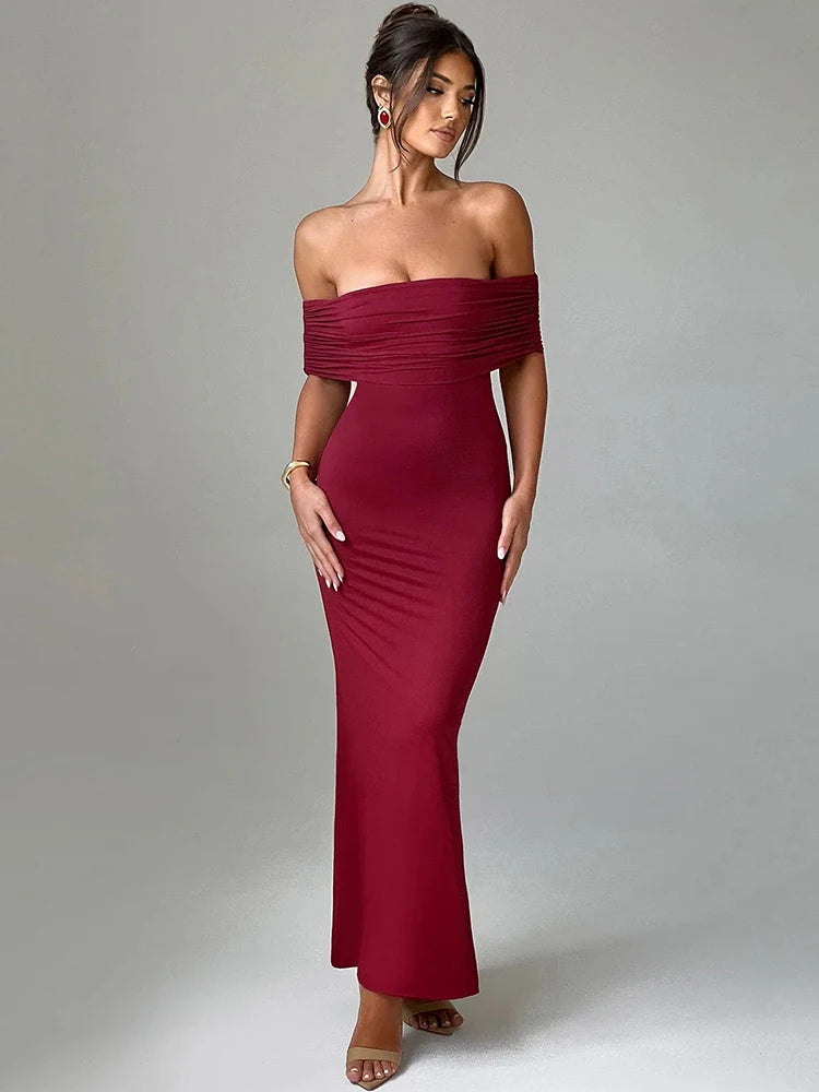 Strapless Backless Off Shoulder Maxi Dress