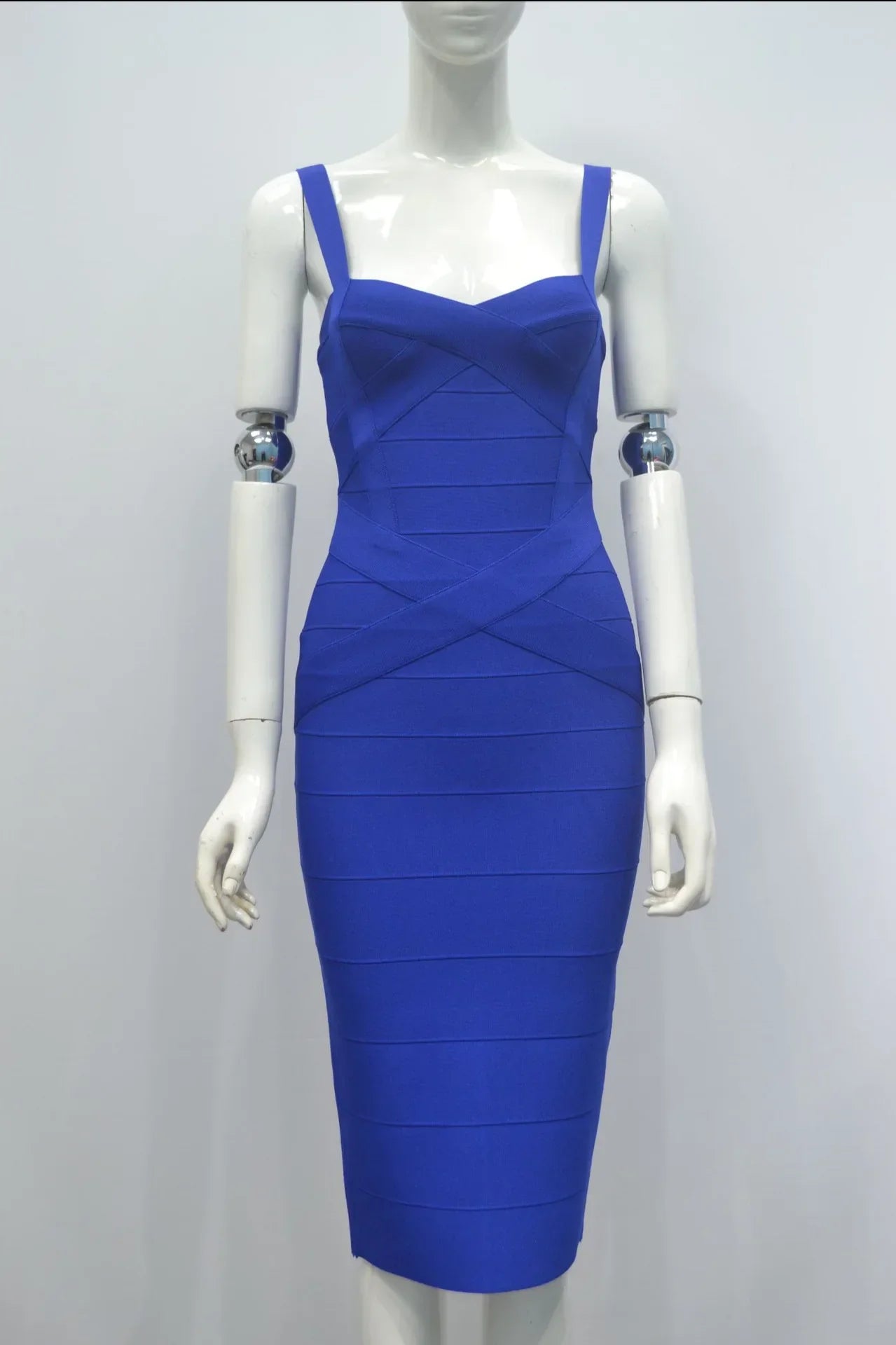 2024 Bandage Bodycon Midi Dress – Royal Spaghetti Strap Party Style