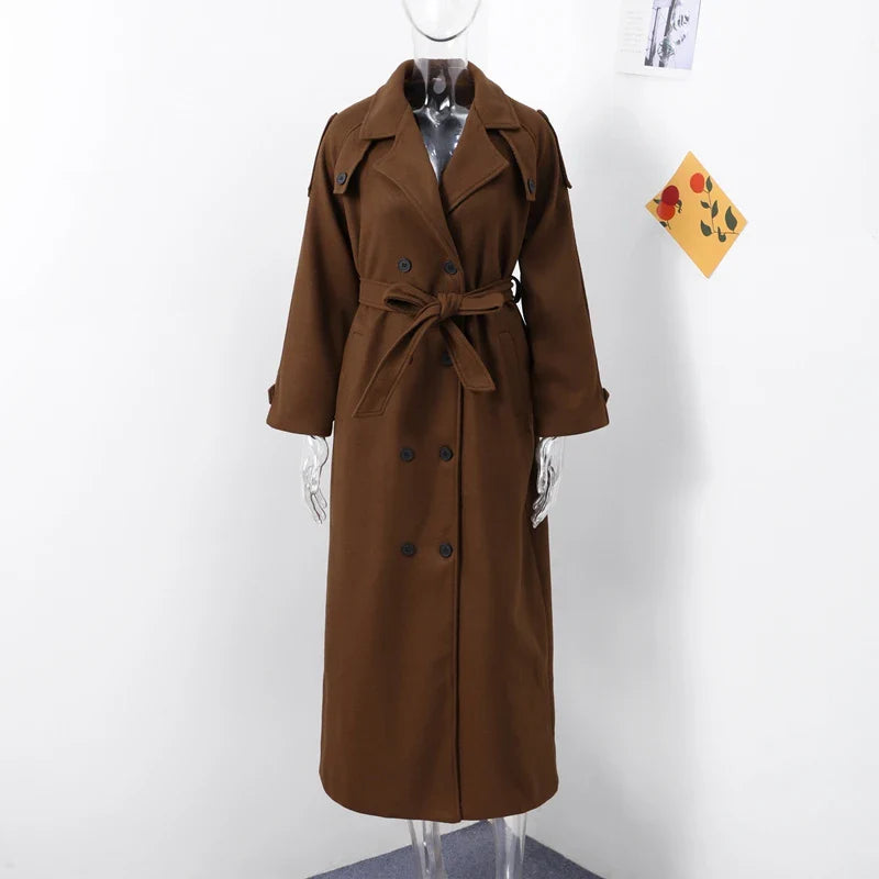 Wool Blend Coat – Elegant Belted Winter Wear