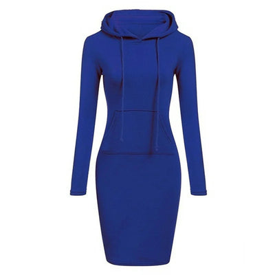 Hooded Sweatshirt Dress – Casual Pocket Mini Style