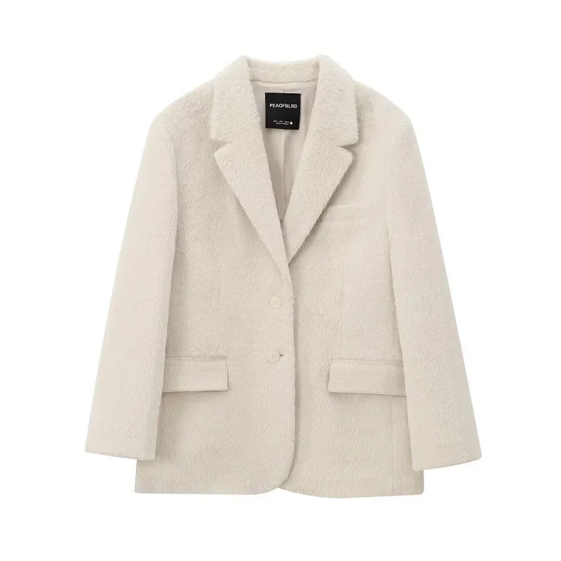 Faux Fur Blazer – Women's Long Jacket