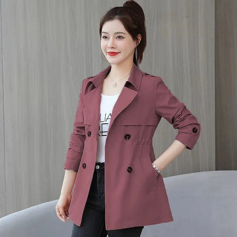 Slim Pink Trench – Women’s Korean Style Coat