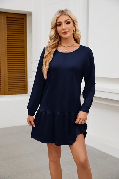 Sweater Bodycon Dress – Solid Round Neck Autumn Look