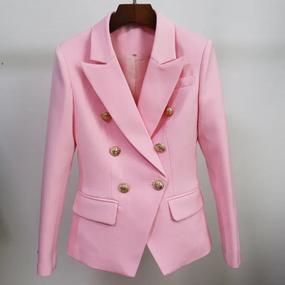 Pink Slim Blazer – Women’s Double Breasted