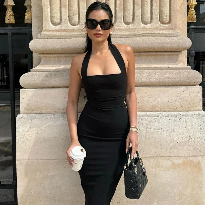 One-Shoulder Black Evening Dress