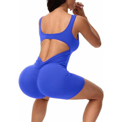 Seamless Hollow Out Bodysuit – Backless Square Neck Sports Fit