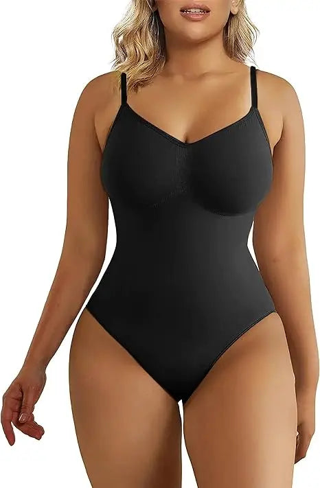 V Neck Spaghetti Strap Shapewear Bodysuit