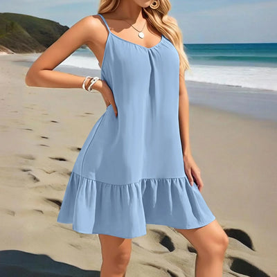 Spaghetti Strap Ruffle Dress – Sleeveless Beach Look