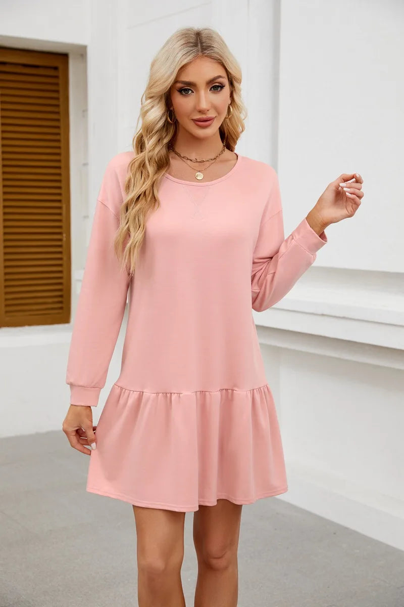 Sweater Bodycon Dress – Solid Round Neck Autumn Look