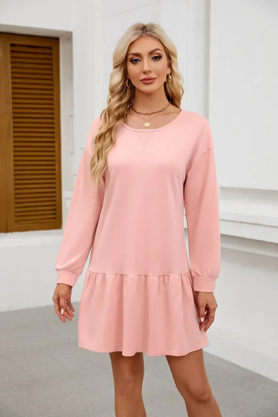 Sweater Bodycon Dress – Solid Round Neck Autumn Look