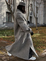 Turn Down Grey Collar Coat