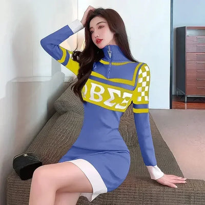 Sexy Crochet Bodycon Dress – Knitted Y2K Long Sleeve Look