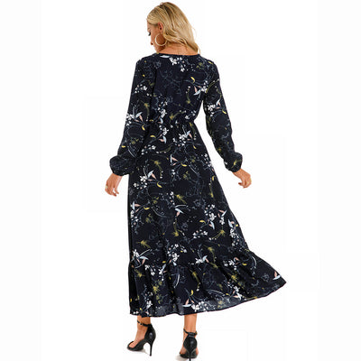Bohemian Floral Maxi Dress – High Waist Chiffon Look