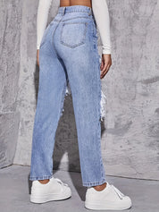 American Retro Hole-punched Jeans