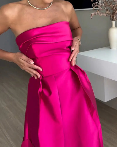 Satin Tube Bodycon Dress – High Waist Splice Evening Style