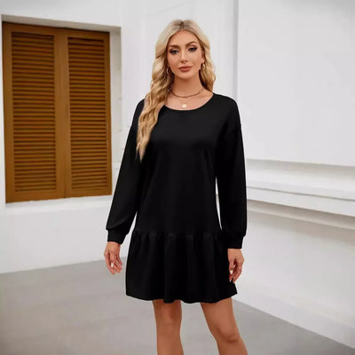 Sweater Bodycon Dress – Solid Round Neck Autumn Look