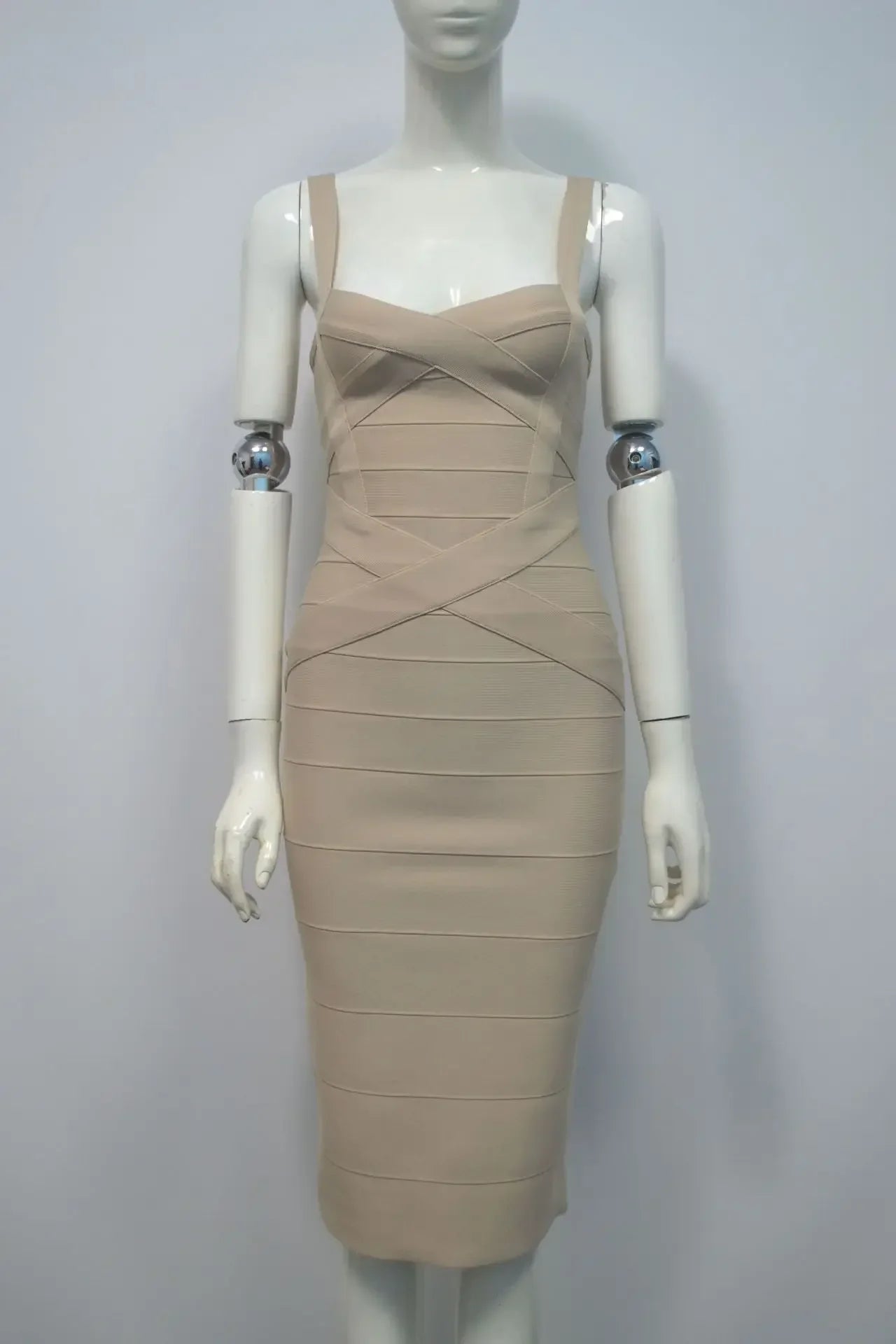2024 Bandage Bodycon Midi Dress – Royal Spaghetti Strap Party Style