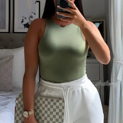 Sleeveless Bodycon Bodysuit – Slim Fit Streetwear One-Piece